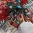 Carré de tissu jacquard polycoton motif sapin de Noël MAGIQUE rouge