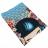 Carré de tissu jacquard polycoton motif geisha chibi MINA bleu Turquoise