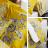 Parure de lit 300x240 cm satin de coton BOTANIC jaune soleil
