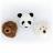 Peluche trophée mini 3 petites têtes d'Ours & Panda collection Forêt